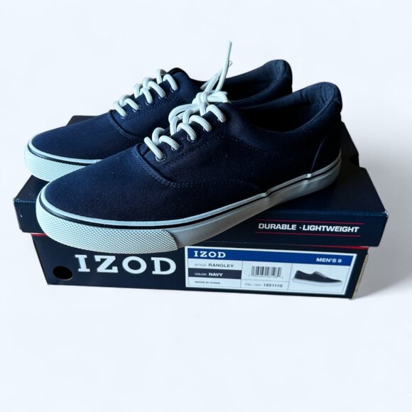 Izod Rangley Men's Lace Up Casual Canvas shoe Memory Foam Navy size 9 - Picture 4 of 9